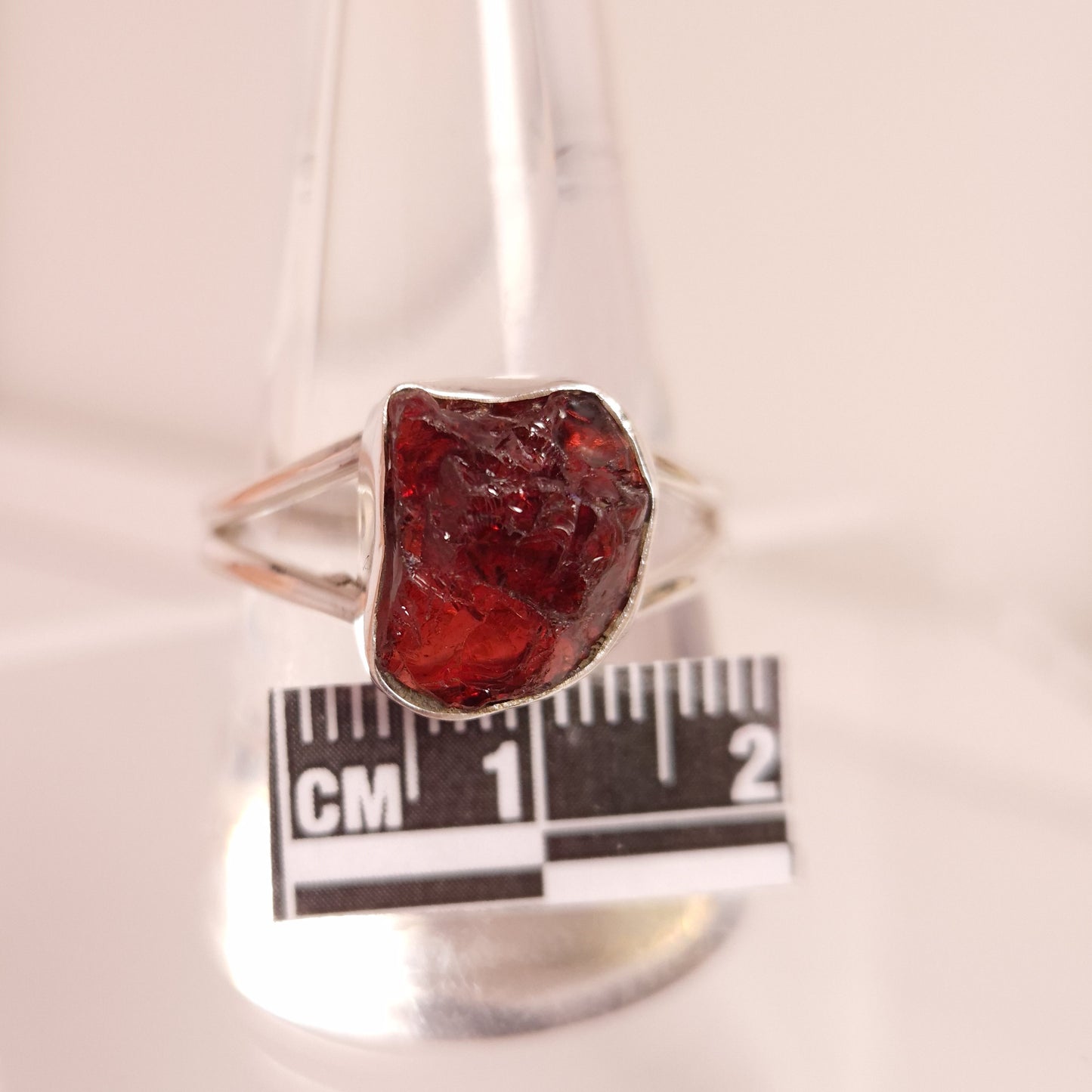 RAW GARNET RING set in STERLING SILVER 3SSRGR1