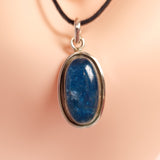 BLUE APATITE OVAL PENDANT set in STERLING SILVER 3SSBAO1