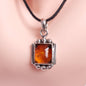 AMBER SQUARE PENDANT set in STERLING SILVER 3SSASP1