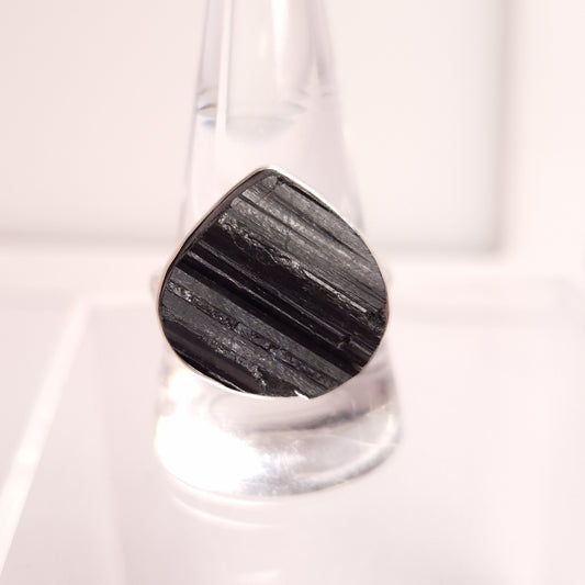 BLACK TOURMALINE RING set in STERLING SILVER 3SSBTR1