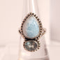 LARIMAR & BLUE TOPAZ RING set in STERLING SILVER 3SSLBT1