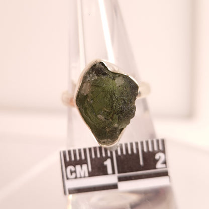 MOLDAVITE RING set in STERLING SILVER 3SSMDVR1