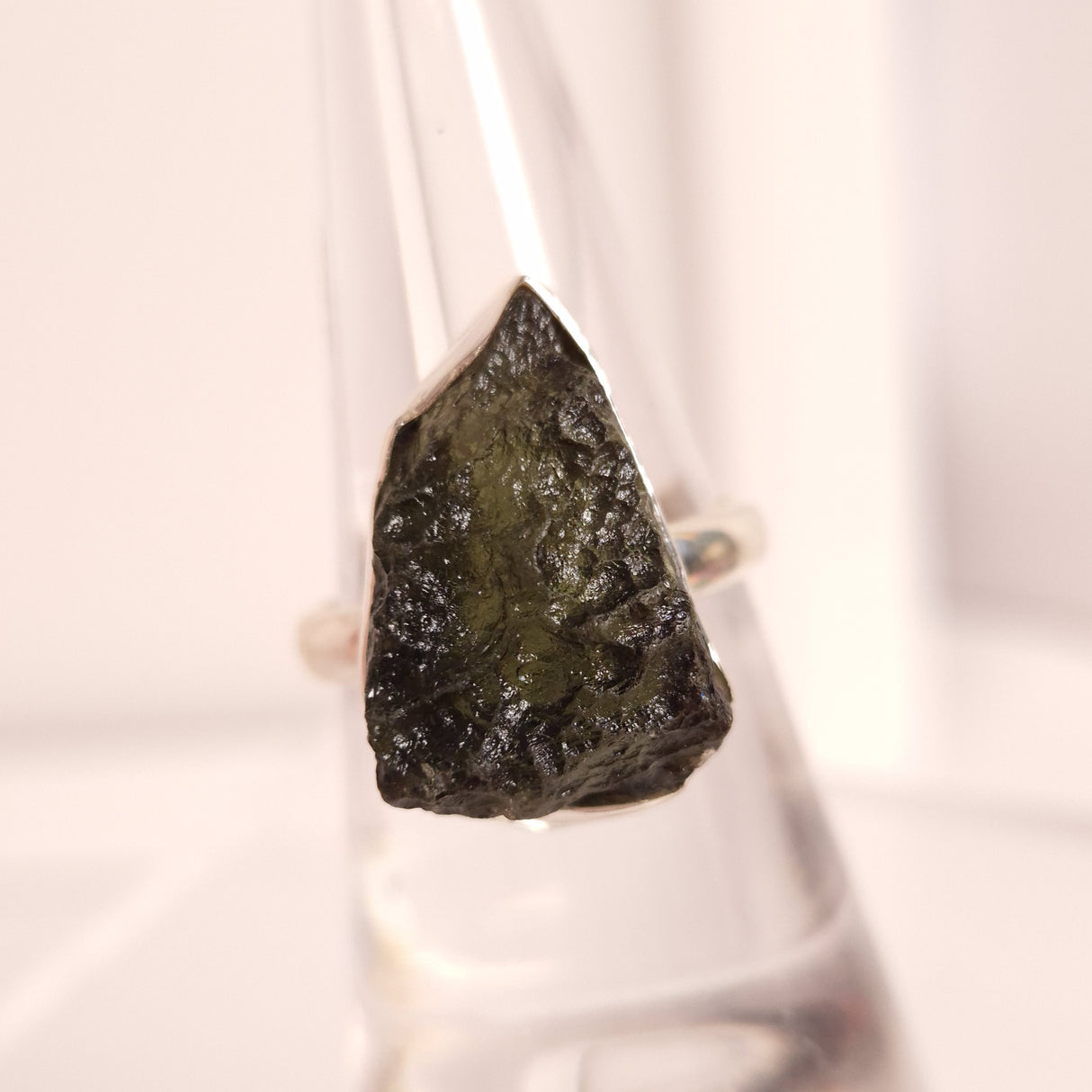 MOLDAVITE RING set in STERLING SILVER 3SSMDVR2