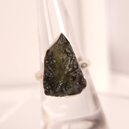 MOLDAVITE RING set in STERLING SILVER 3SSMDVR2