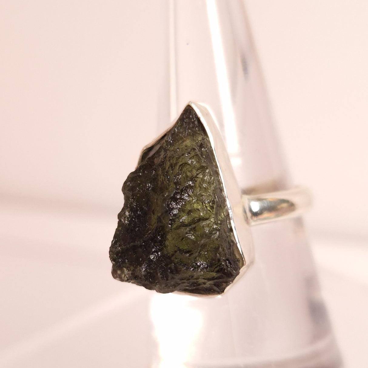 MOLDAVITE RING set in STERLING SILVER 3SSMDVR2