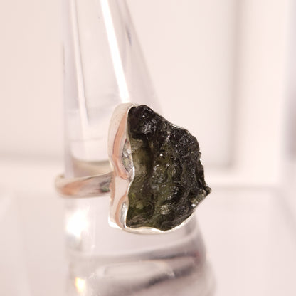 MOLDAVITE RING set in STERLING SILVER 3SSMDVR3