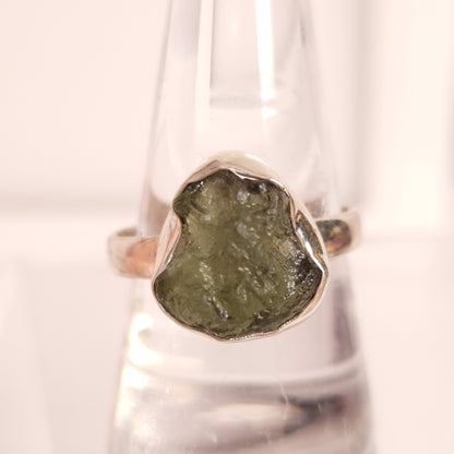 MOLDAVITE RING set in STERLING SILVER 3SSMDVR4