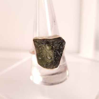 MOLDAVITE RING set in STERLING SILVER 3SSMDVR6