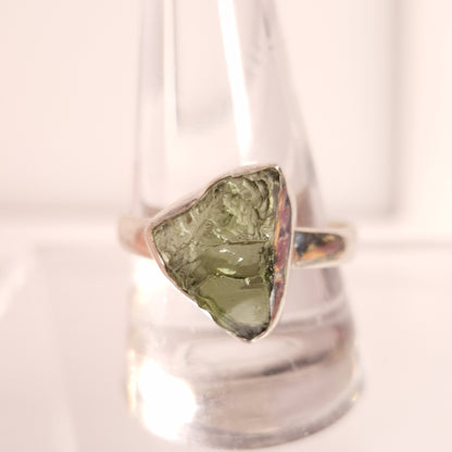 MOLDAVITE RING set in STERLING SILVER 3SSMDVR7