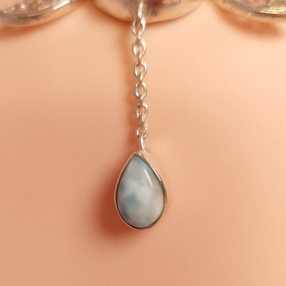 LARIMAR TRIPLE MOON NECKLACE set in STERLING SILVER 3SSLTM