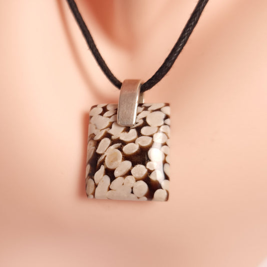 PEANUT WOOD PENDANT set in STERLING SILVER 3SSPWP2