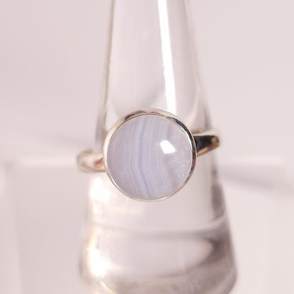 BLUE LACE AGATE RING set in STERLING SILVER 3SSBLR1