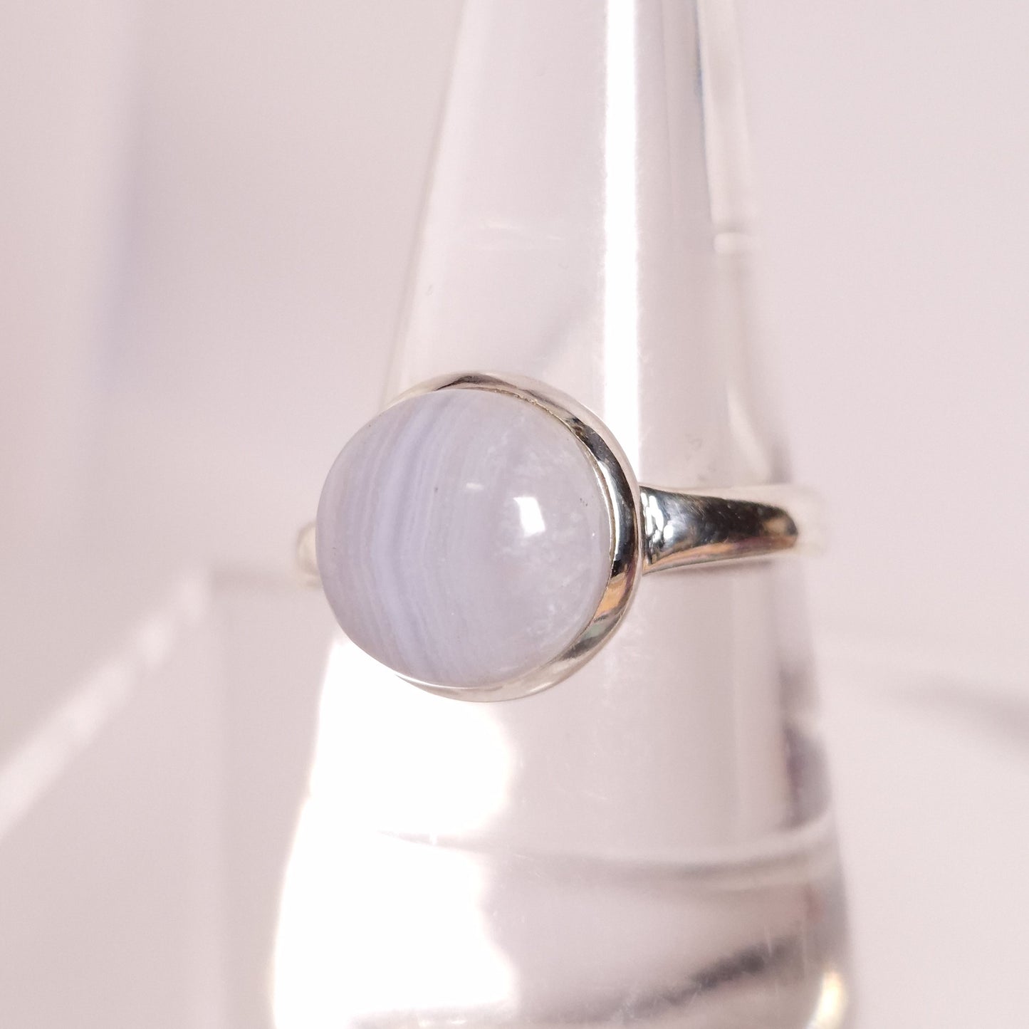 BLUE LACE AGATE RING set in STERLING SILVER 3SSBLR1