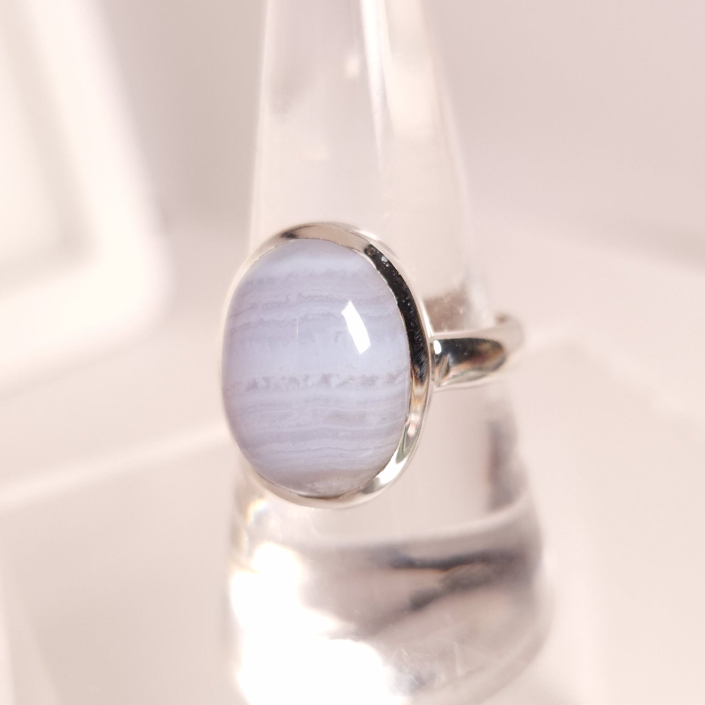 BLUE LACE AGATE RING set in STERLING SILVER 3SSBLR3