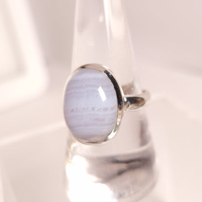 BLUE LACE AGATE RING set in STERLING SILVER 3SSBLR3