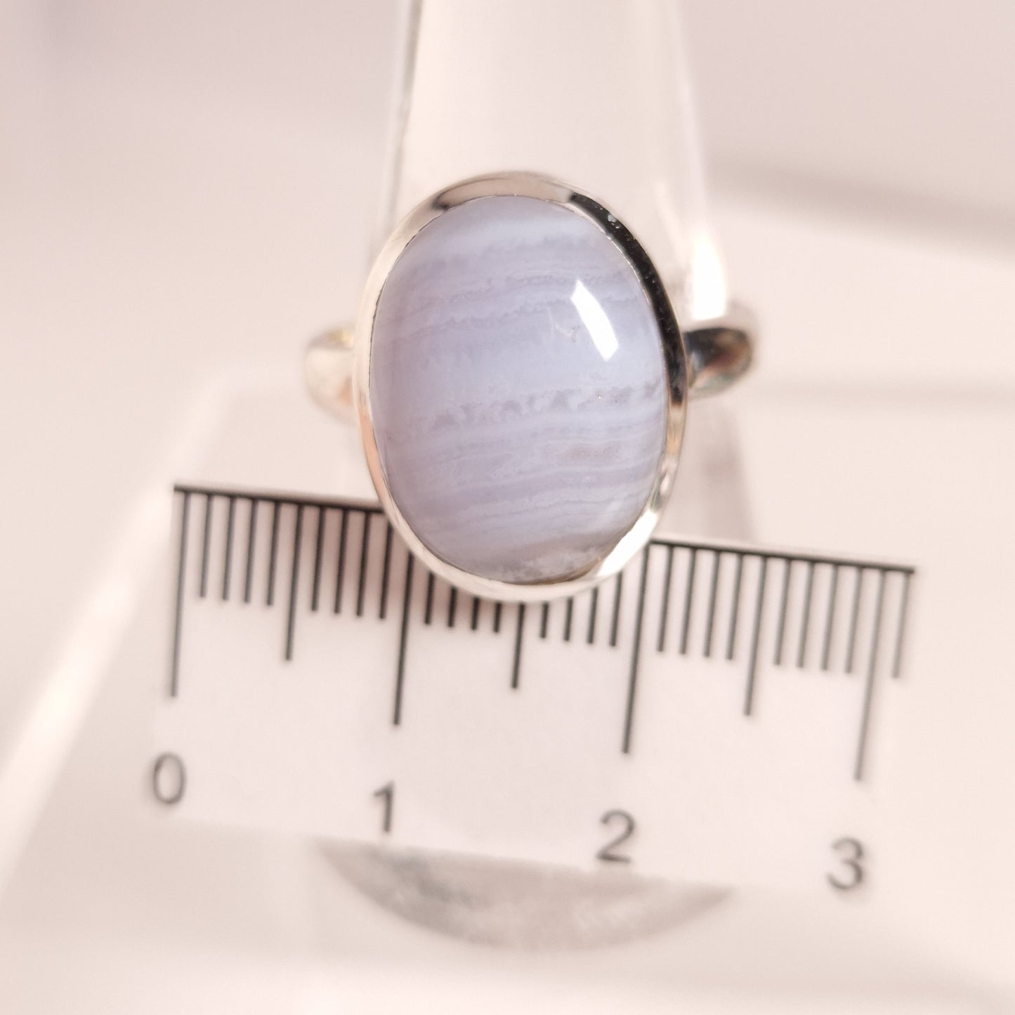 BLUE LACE AGATE RING set in STERLING SILVER 3SSBLR3