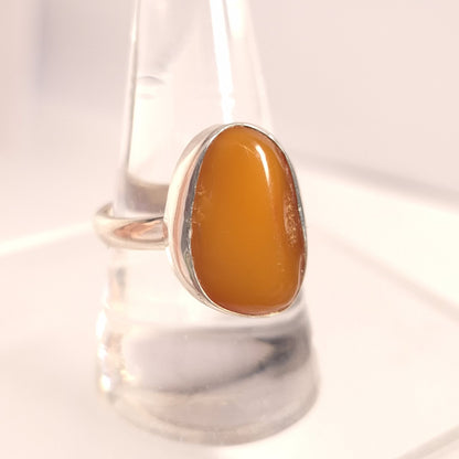 BUTTERSCOTCH AMBER RING set in STERLING SILVER 3SSBAR3