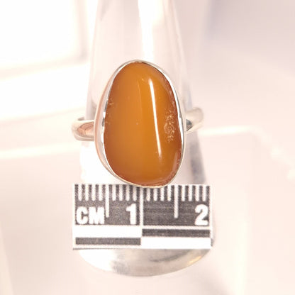 BUTTERSCOTCH AMBER RING set in STERLING SILVER 3SSBAR3