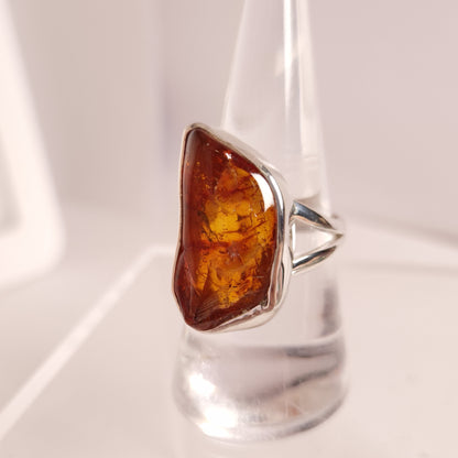 AMBER RING set in STERLING SILVER 3SSAR3