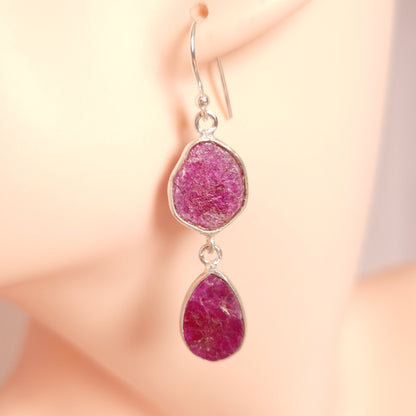 RUBY EARRINGS set in STERLING SILVER 3SSRE1