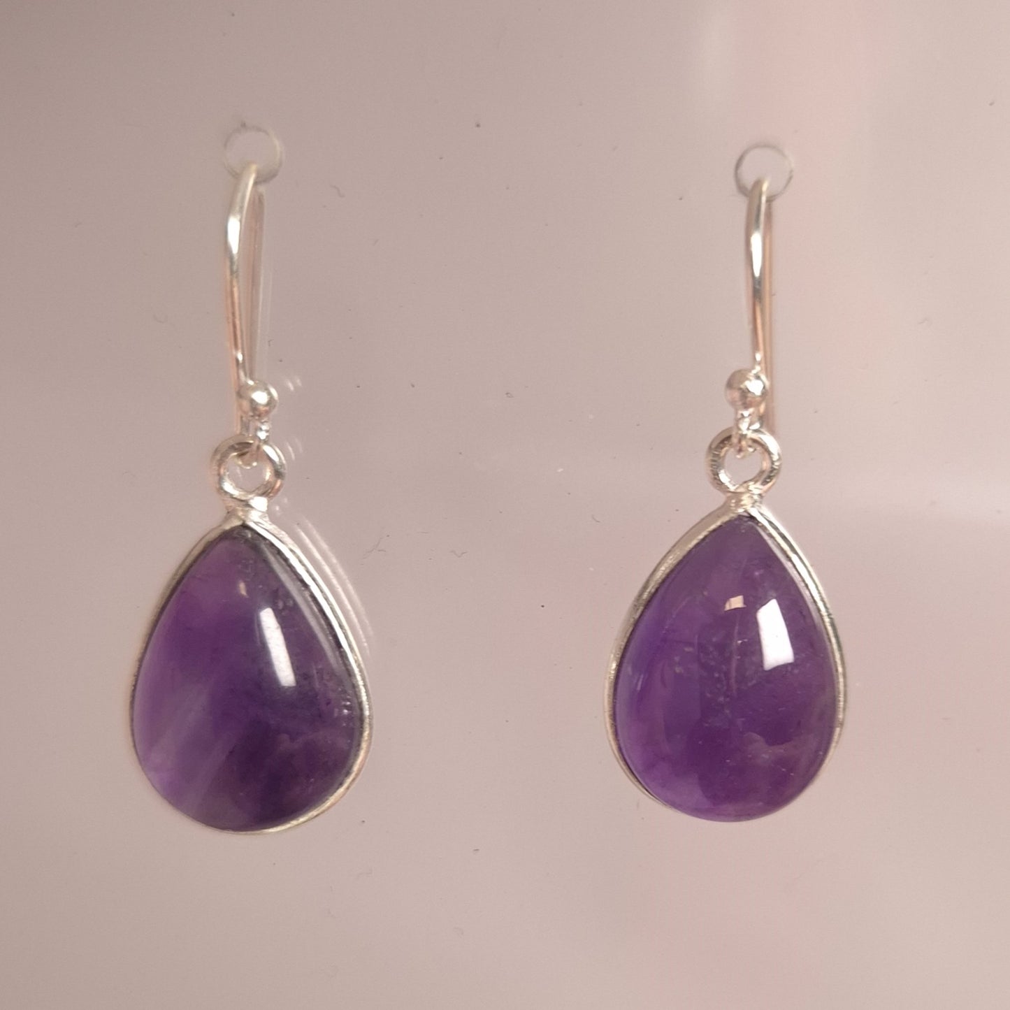 AMETHYST TEARDROP EARRINGS set in STERLING SILVER 3SSATE