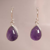 AMETHYST TEARDROP EARRINGS set in STERLING SILVER 3SSATE