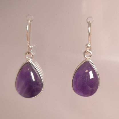 AMETHYST TEARDROP EARRINGS set in STERLING SILVER 3SSATE