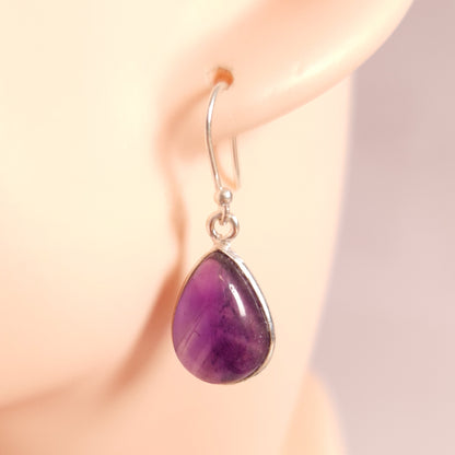 AMETHYST TEARDROP EARRINGS set in STERLING SILVER 3SSATE