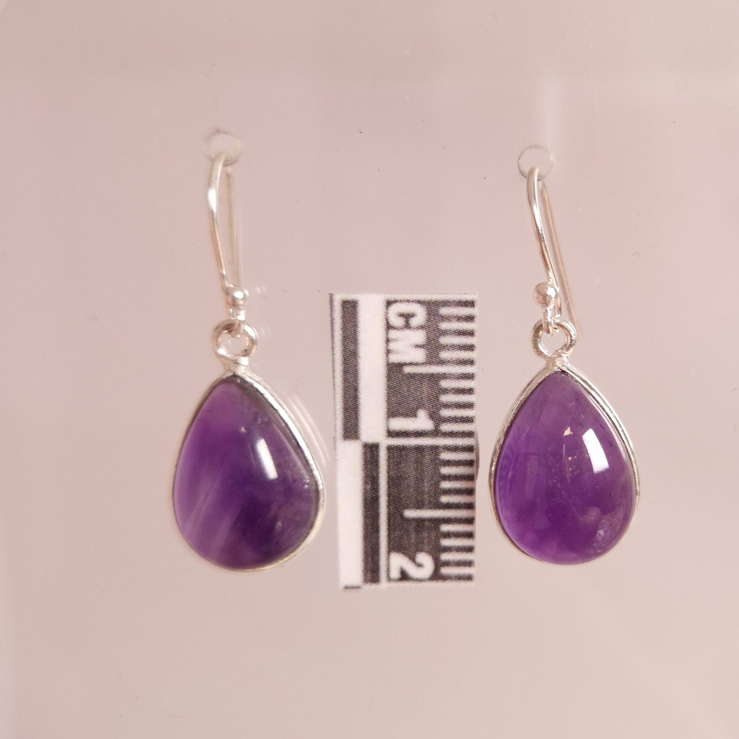 AMETHYST TEARDROP EARRINGS set in STERLING SILVER 3SSATE