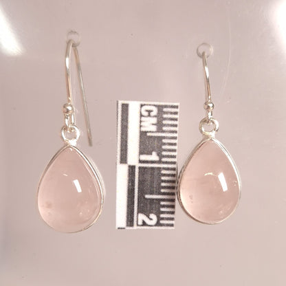 ROSE QUARTZ TEARDROP EARRINGS set in STERLING SILVER 3SSRTE