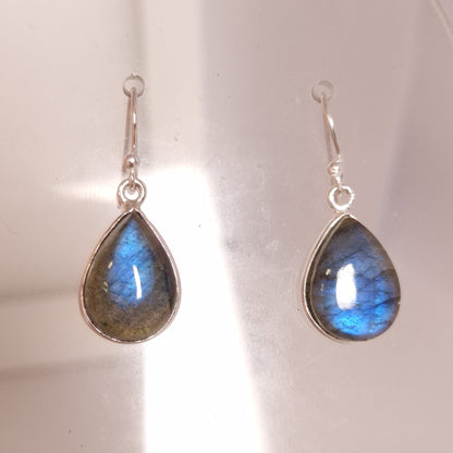 LABRADORITE TEARDROP EARRINGS set in STERLING SILVER 3SSLTE