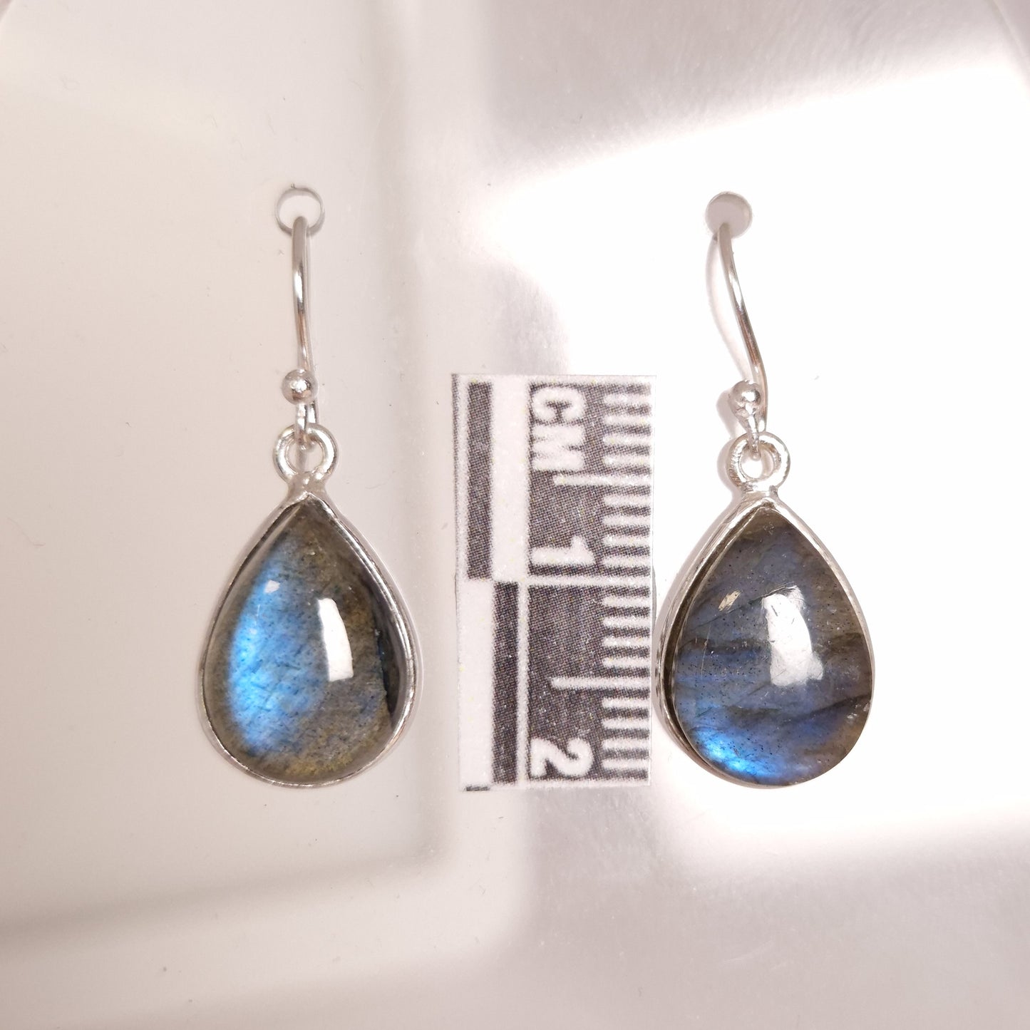 LABRADORITE TEARDROP EARRINGS set in STERLING SILVER 3SSLTE