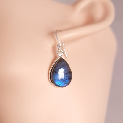 LABRADORITE TEARDROP EARRINGS set in STERLING SILVER 3SSLTE