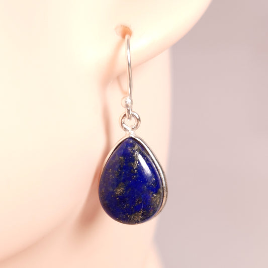 LAPIS LAZULI TEARDROP EARRINGS set in STERLING SILVER 3SSLLTE