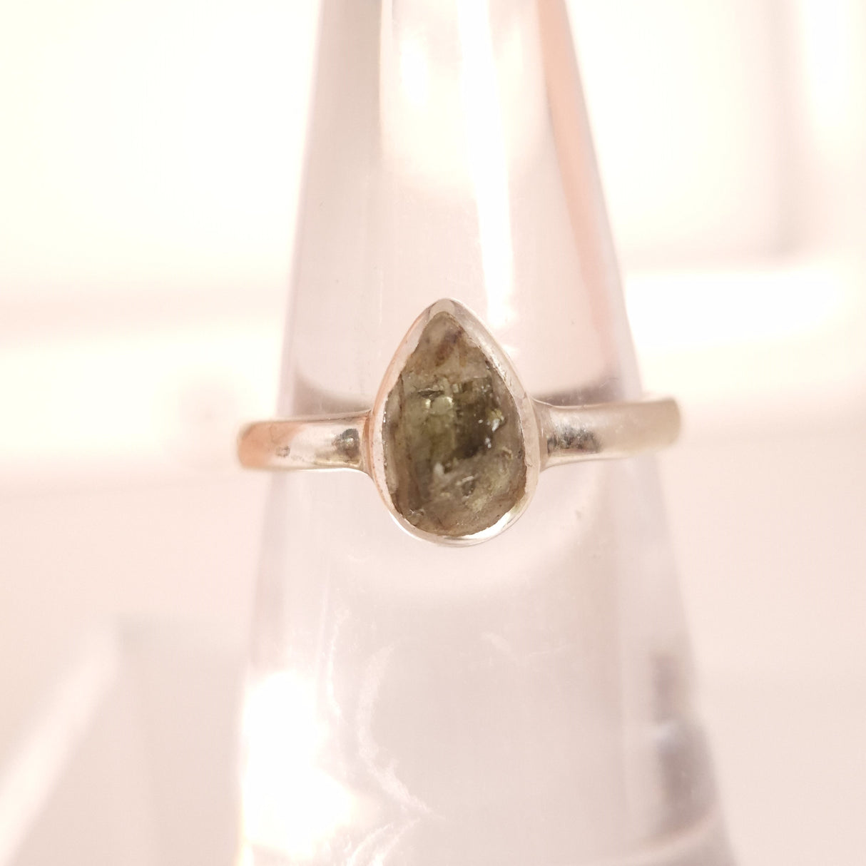 MOLDAVITE RING set in STERLING SILVER 3SSMR3