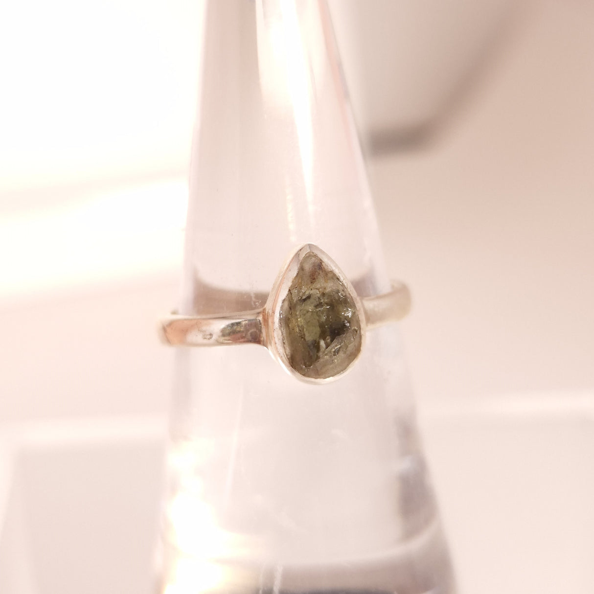 MOLDAVITE RING set in STERLING SILVER 3SSMR3