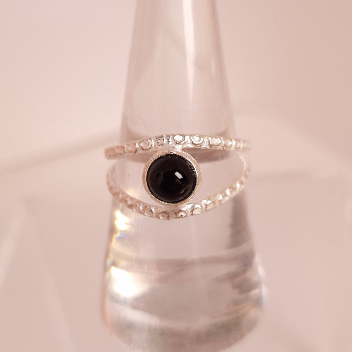 BLACK OBSIDIAN RING set in STERLING SILVER 3SSBOB