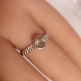 GREEN AMETHYST RING set in STERLING SILVER 3SSR6