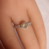 GREEN AMETHYST RING set in STERLING SILVER 3SSR6
