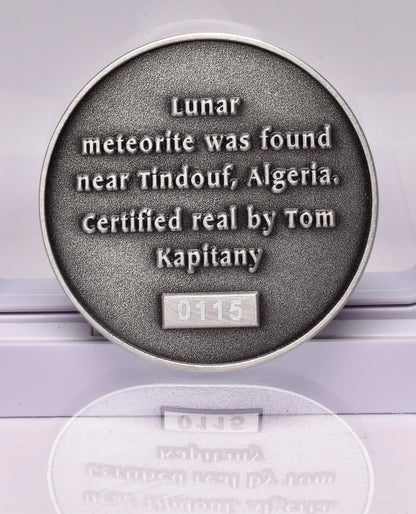 LUNAR METEORITE NWA in COLLECTORS COIN 11273 Found 2017 Algeria MT101