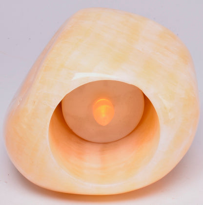 ORANGE CALCITE TEA LIGHT CANDLE HOLDER P12