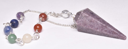 CHAKRA CRYSTAL LEPIDOLITE PENDULUM P76