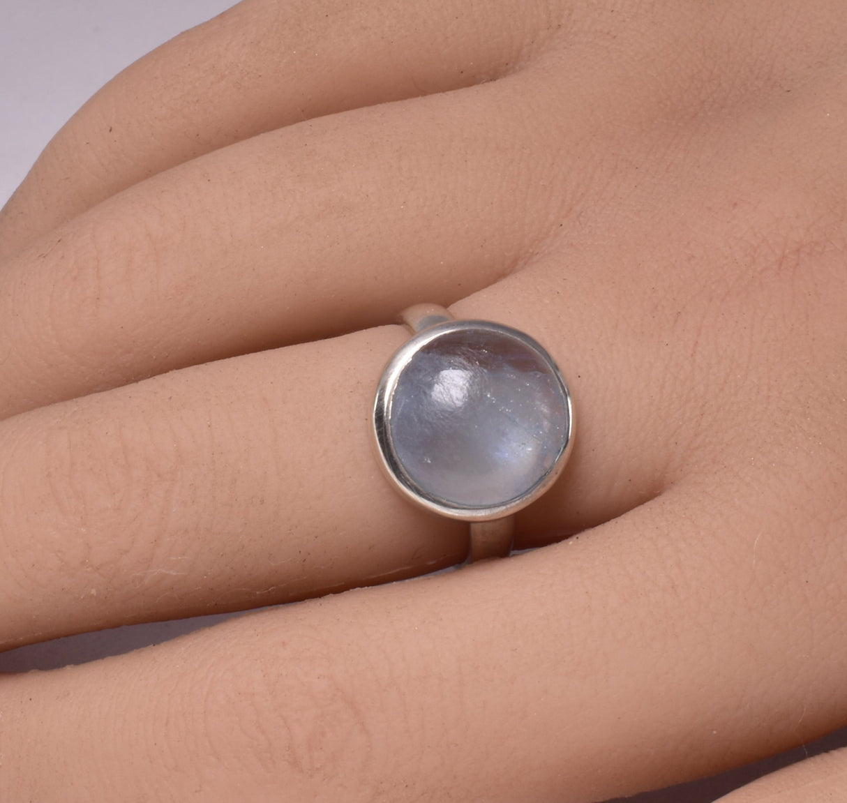 AQUAMARINE RING set in STERLING SILVER, SIZE O/7.5 J208