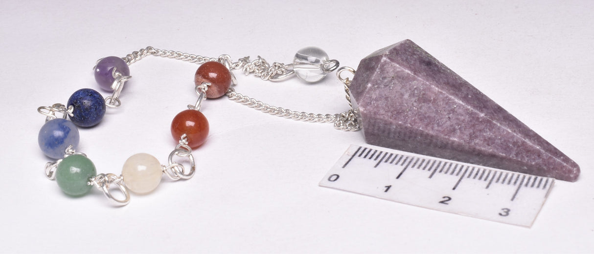CHAKRA CRYSTAL LEPIDOLITE PENDULUM P76
