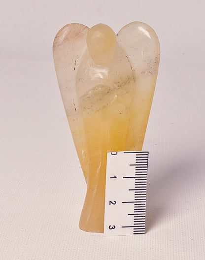 ORANGE CALCITE CRYSTAL ANGEL CARVING P2042
