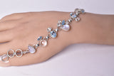 MOONSTONE WITH AQUAMARINE & PEARL BRACELET set in STERLING SILVER J220