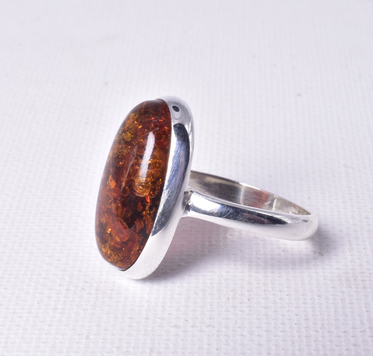 AMBER RING set in STERLING SILVER size 10.5/U J78