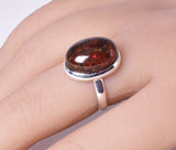 AMBER RING set in STERLING SILVER size 8/P J82