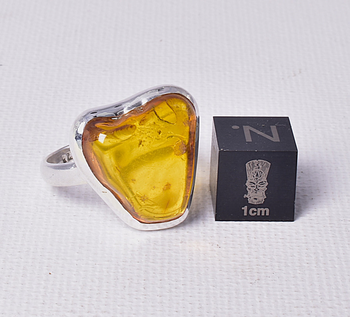 AMBER RING set in STERLING SILVER size 7/N J83