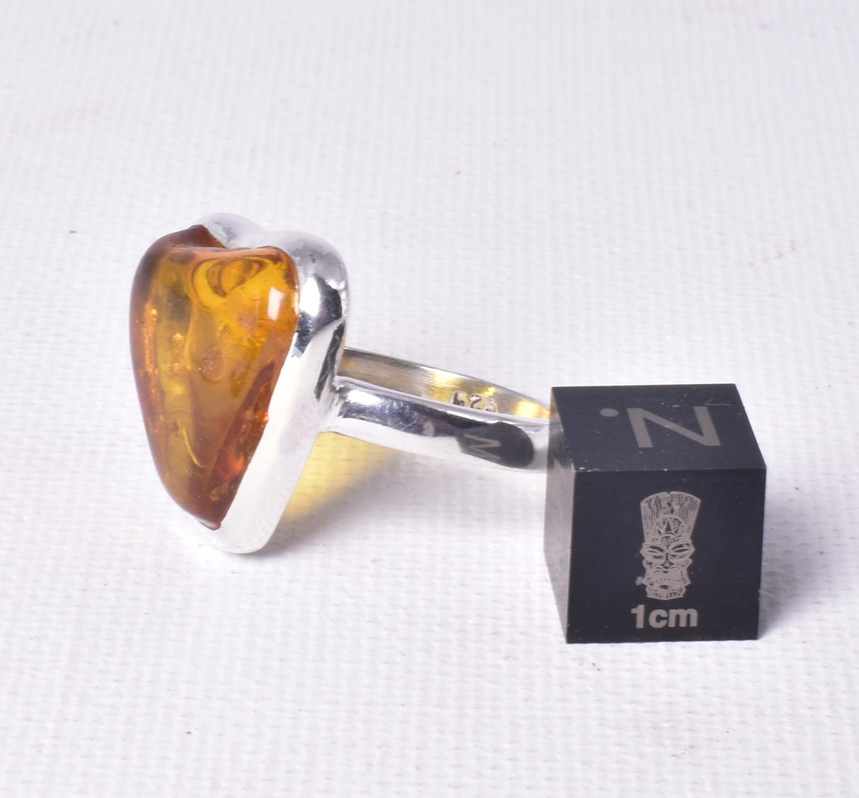 AMBER RING set in STERLING SILVER size 7/N J83